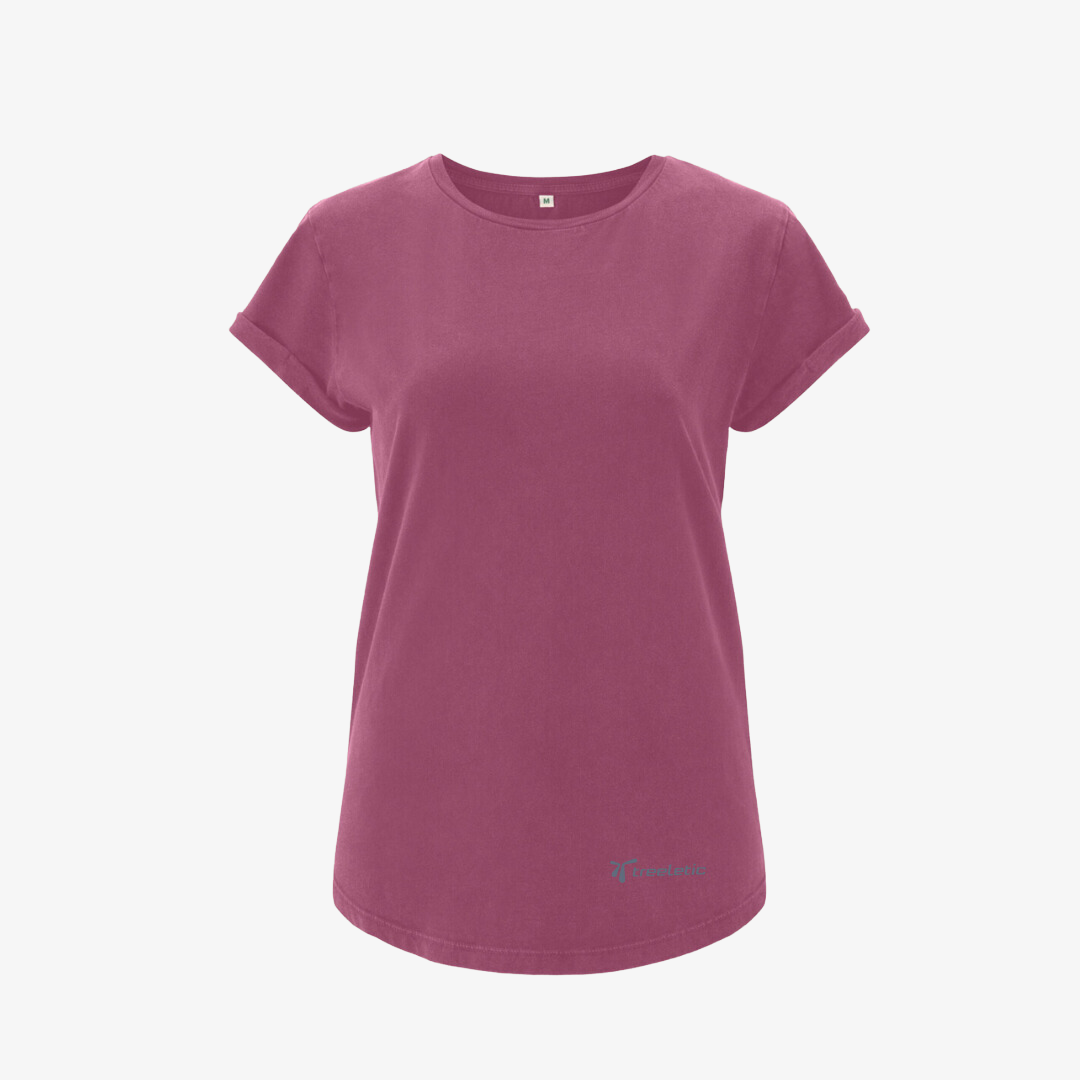 Kurzarm Shirt aus Bio-Baumwolle Damen berry